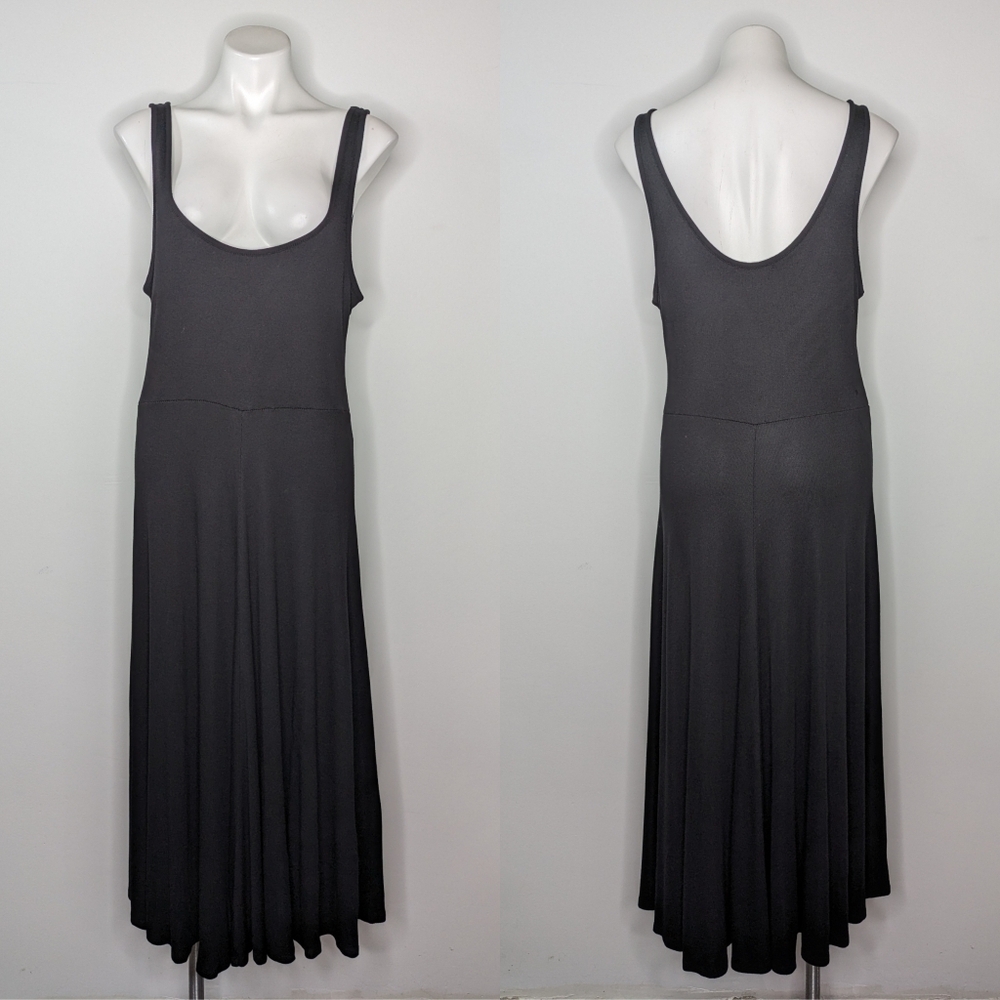 Marine Layer black Lexi Rib fit and flare midi dress XL
